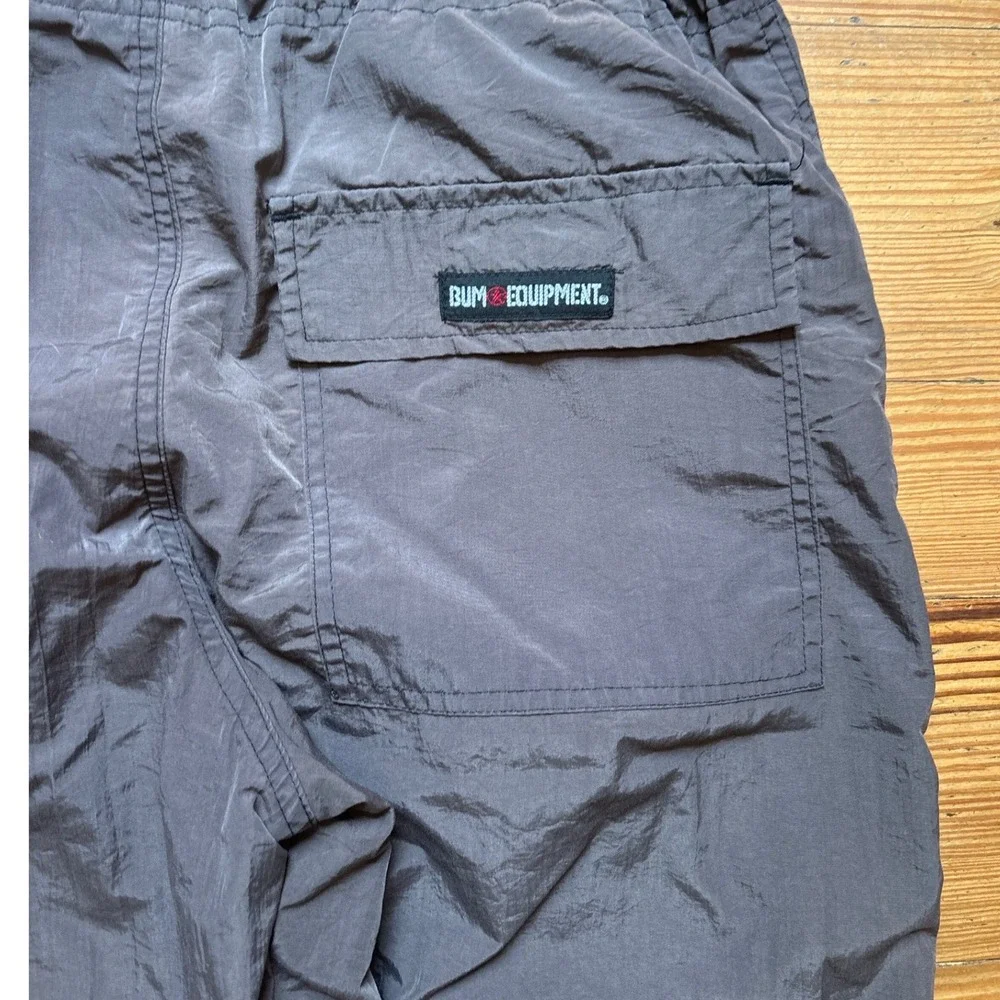 B.U.M. Equipment Track Pants Mens Gray Vintage Nylon Gorpcore Cargo SIZE M
